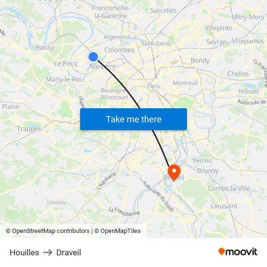 Houilles to Draveil map