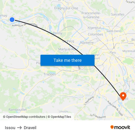 Issou to Draveil map