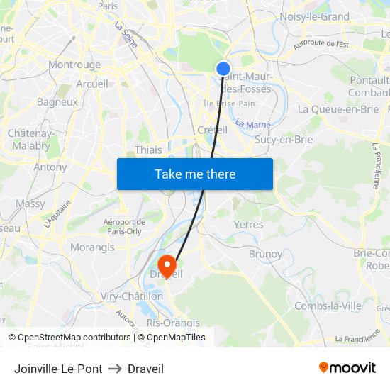 Joinville-Le-Pont to Draveil map