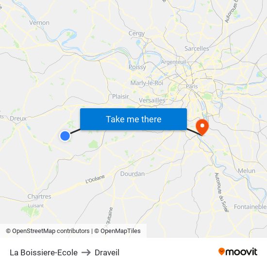 La Boissiere-Ecole to Draveil map