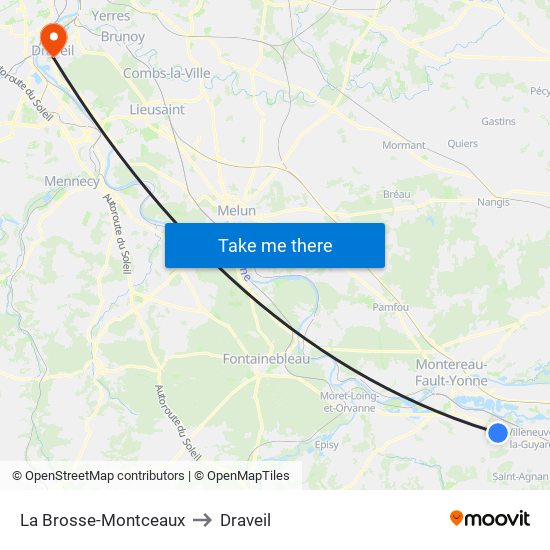 La Brosse-Montceaux to Draveil map