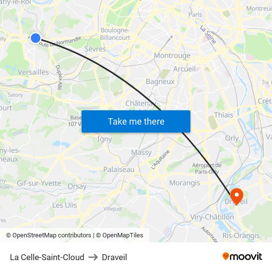 La Celle-Saint-Cloud to Draveil map