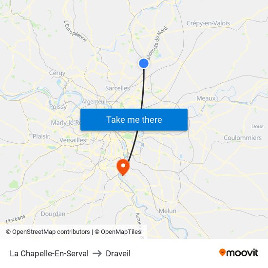 La Chapelle-En-Serval to Draveil map
