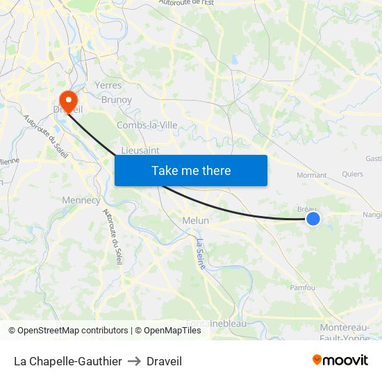 La Chapelle-Gauthier to Draveil map