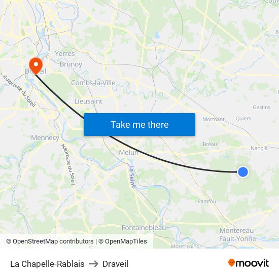 La Chapelle-Rablais to Draveil map