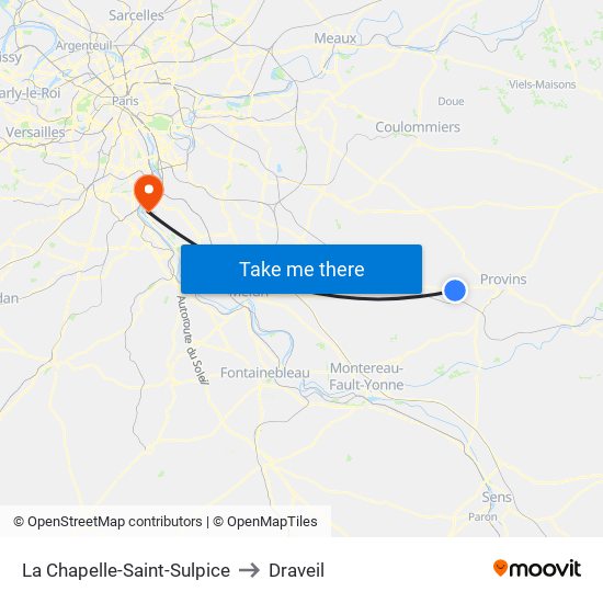 La Chapelle-Saint-Sulpice to Draveil map