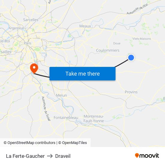 La Ferte-Gaucher to Draveil map