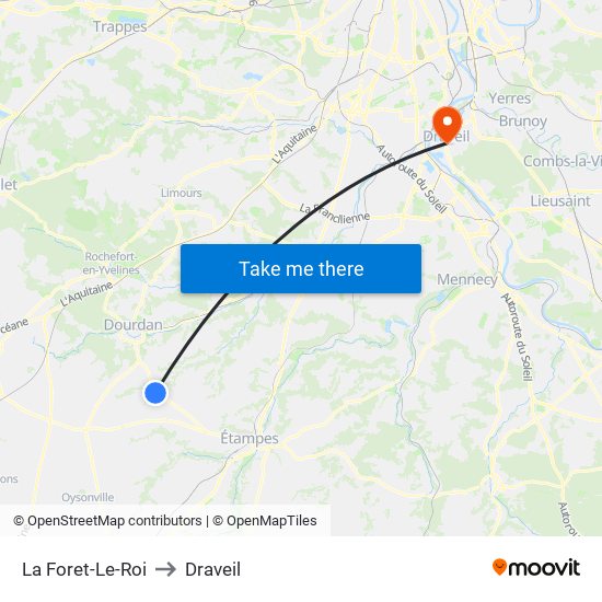 La Foret-Le-Roi to Draveil map