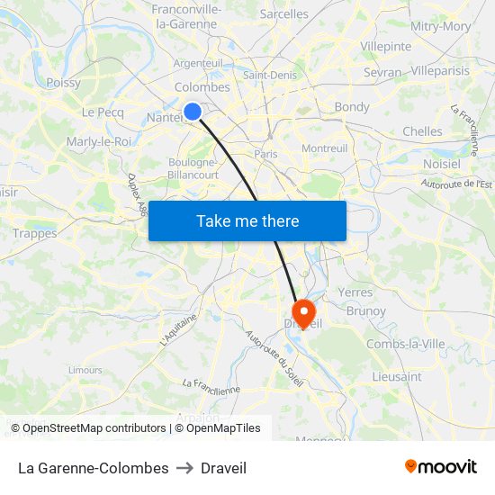 La Garenne-Colombes to Draveil map