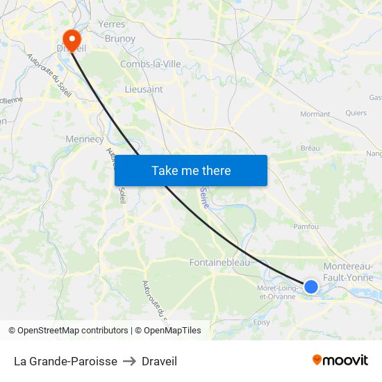 La Grande-Paroisse to Draveil map