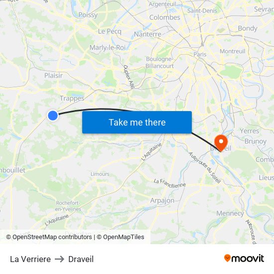La Verriere to Draveil map