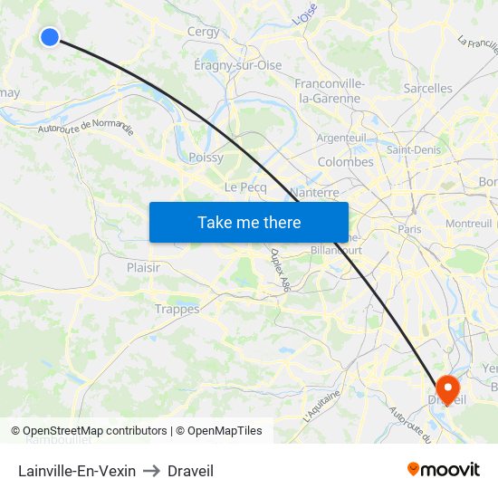Lainville-En-Vexin to Draveil map