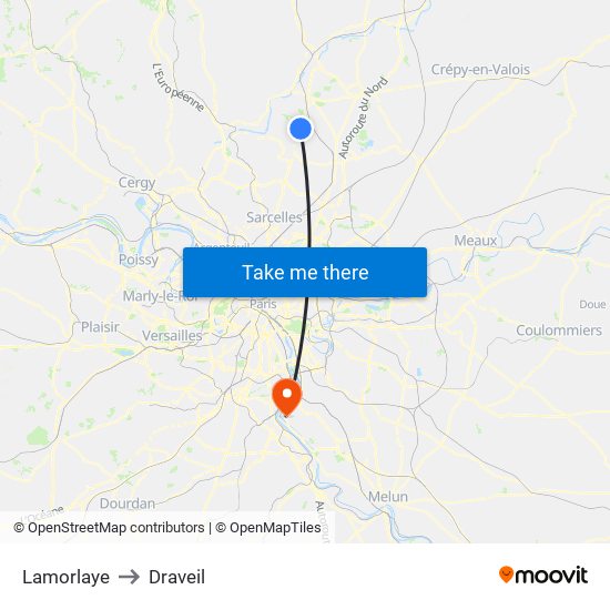 Lamorlaye to Draveil map