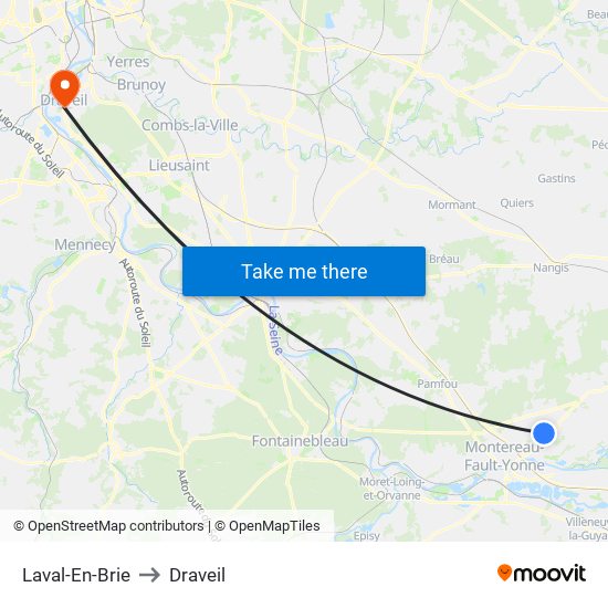 Laval-En-Brie to Draveil map