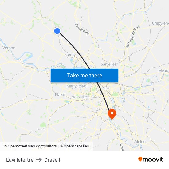 Lavilletertre to Draveil map