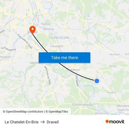 Le Chatelet-En-Brie to Draveil map