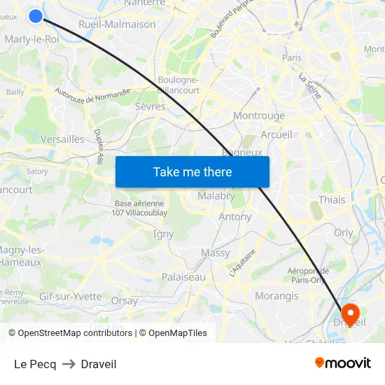 Le Pecq to Draveil map