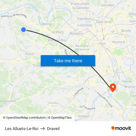 Les Alluets-Le-Roi to Draveil map