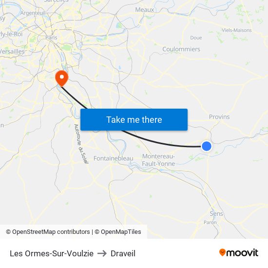 Les Ormes-Sur-Voulzie to Draveil map