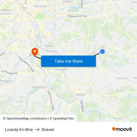 Liverdy-En-Brie to Draveil map