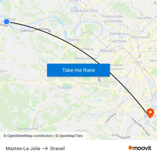 Mantes-La-Jolie to Draveil map