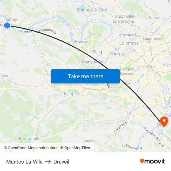 Mantes-La-Ville to Draveil map