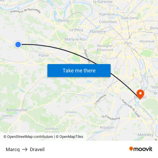 Marcq to Draveil map