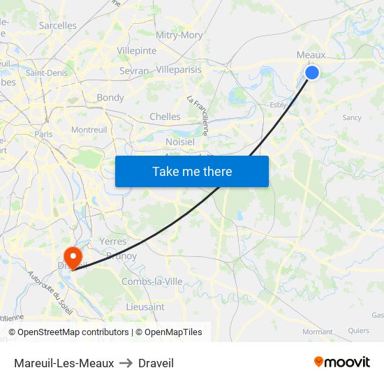 Mareuil-Les-Meaux to Draveil map