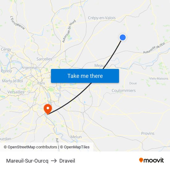 Mareuil-Sur-Ourcq to Draveil map