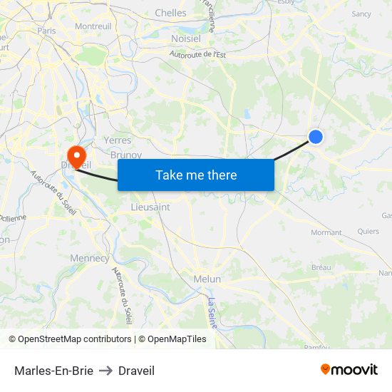 Marles-En-Brie to Draveil map