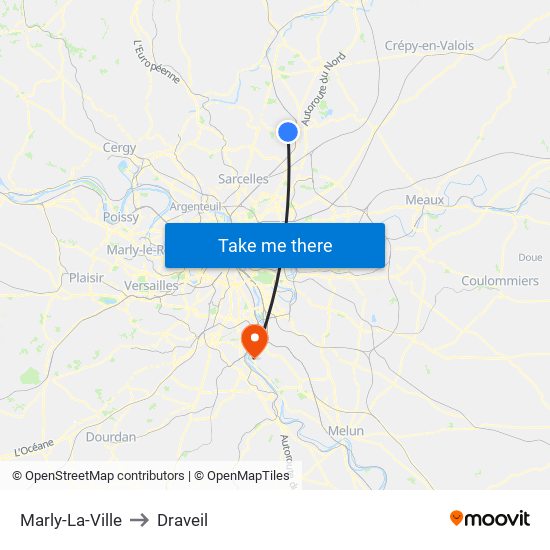 Marly-La-Ville to Draveil map