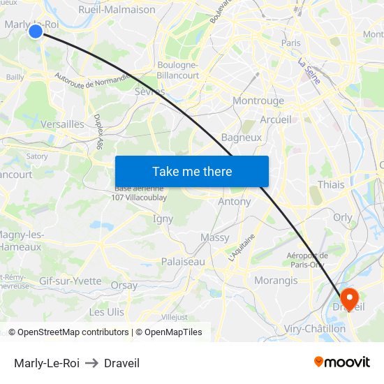 Marly-Le-Roi to Draveil map
