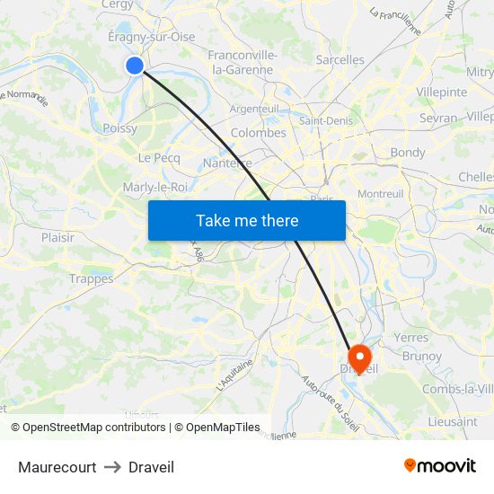 Maurecourt to Draveil map