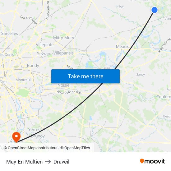 May-En-Multien to Draveil map
