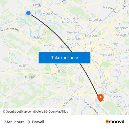 Menucourt to Draveil map