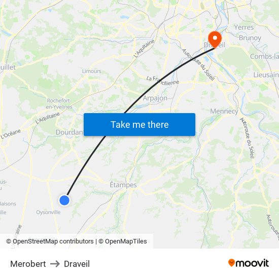 Merobert to Draveil map