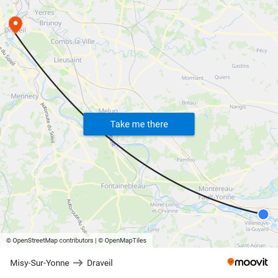 Misy-Sur-Yonne to Draveil map