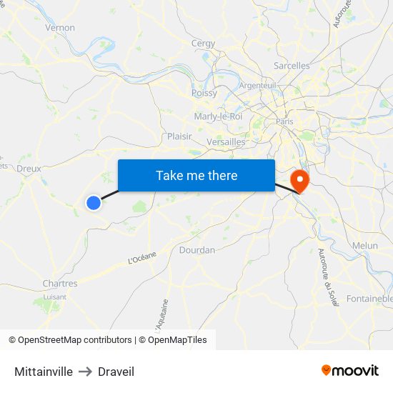 Mittainville to Draveil map