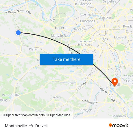 Montainville to Draveil map