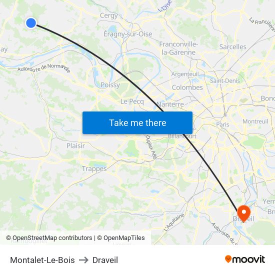 Montalet-Le-Bois to Draveil map