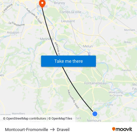 Montcourt-Fromonville to Draveil map