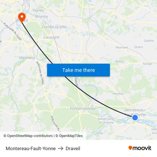 Montereau-Fault-Yonne to Draveil map