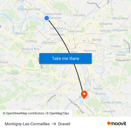 Montigny-Les-Cormeilles to Draveil map