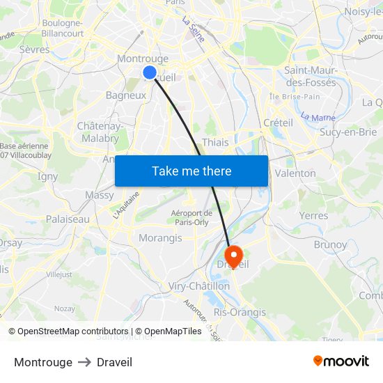Montrouge to Draveil map