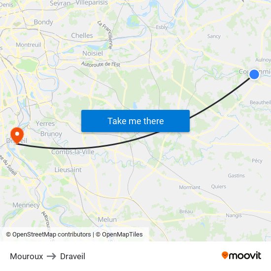 Mouroux to Draveil map