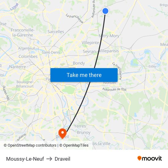 Moussy-Le-Neuf to Draveil map