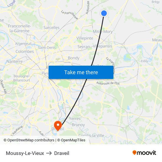 Moussy-Le-Vieux to Draveil map