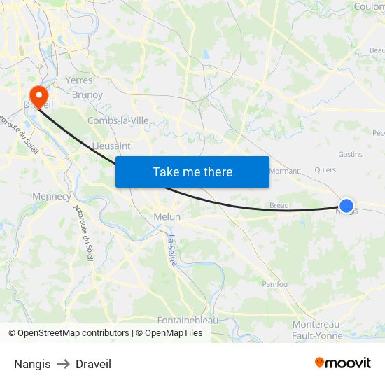 Nangis to Draveil map