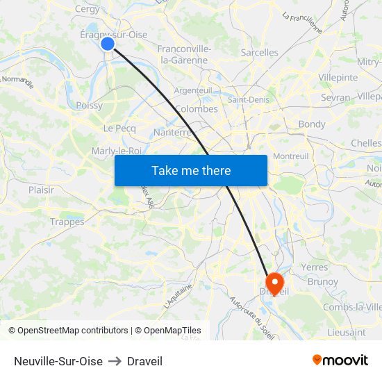 Neuville-Sur-Oise to Draveil map