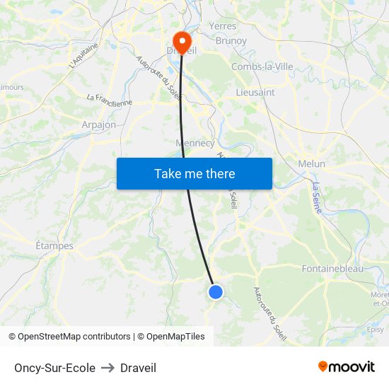 Oncy-Sur-Ecole to Draveil map